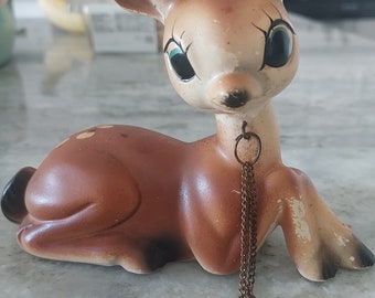 1950/60s vintage Japan Big eye ceramic anthropomorphic  reindeer