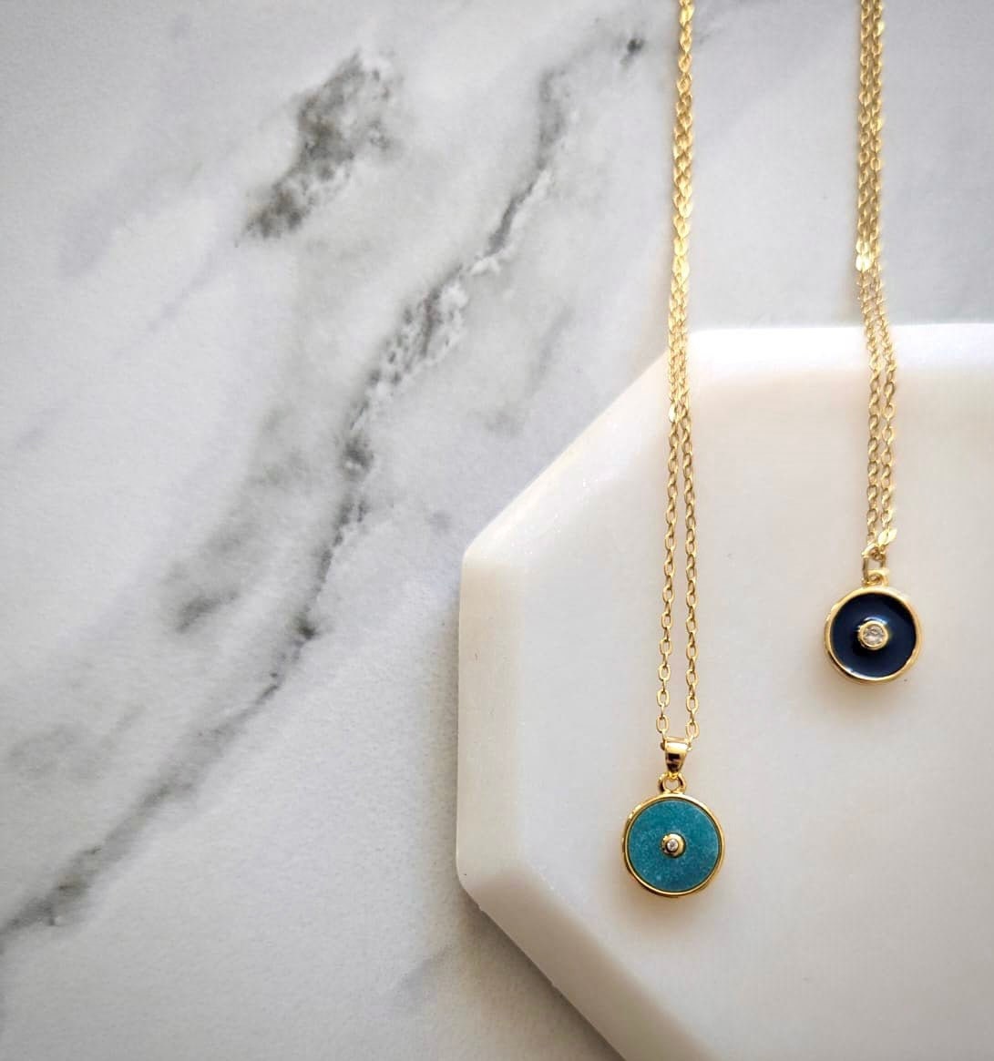 Jade Stone Necklace 24k Gold Plated, Natural Amazon Jade Pendant, Small