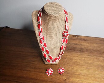RARE 1960's MCM Mod Statement Necklace and Matching Earrings. Produced in the former West Germany
