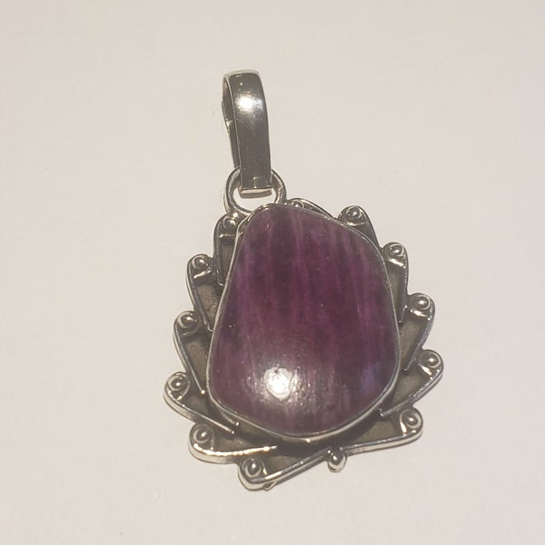 Vintage Handmade Purple Spiny Oyster and Sterling Silver Medium-Sized Pendant