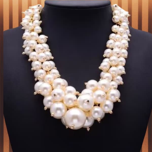 Chunky Cluster Pearl Statement Necklace