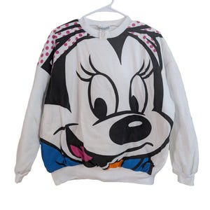 Vintage 90s Jerry Leigh Minnie Mouse All-Over-Print Crewneck Sweatshirt Size L image 1