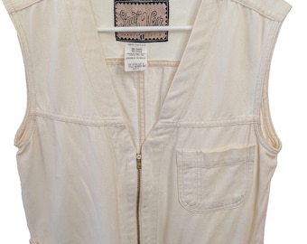 Streetwear Carole Little White Denim Vest Vintage Sz 4