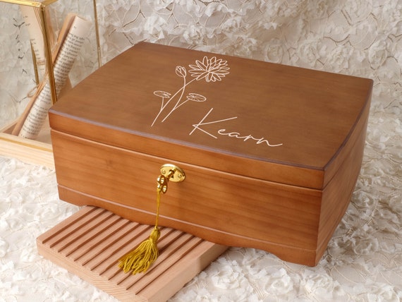 Personalized Customization Engraving Birthday Ring Wooden Storage Box, With  Magnetic Cover, Suitable For Women As Gifts, Holiday Party Gift Box,  Household Space Saving Storage Organizer For Bedroom, Bathroom, Office,  Desk, Aesthetic Room