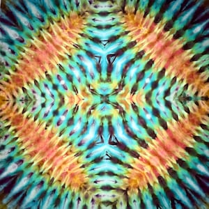 Vibrant Ice dyed Kalidascope Tie dye tapestry 4’ x 4’