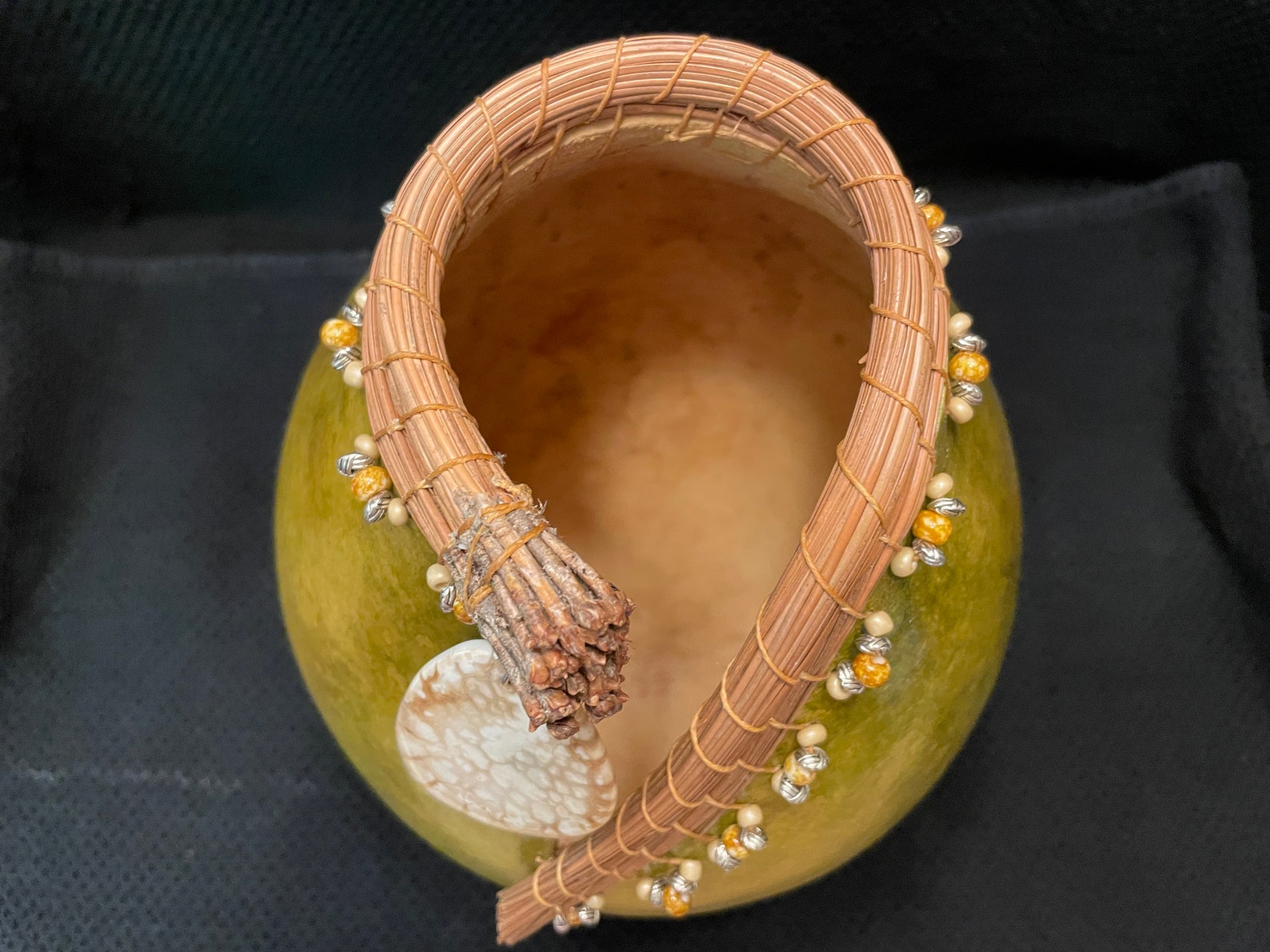 Gourd Vase 117 Gourd Art Large Green Gourd Vase Etsy