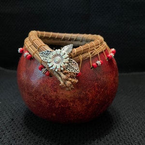 Gourd Bowl #68 ~ Gourd Art ~ Small Red Gourd Bowl~ Gourd Bowl