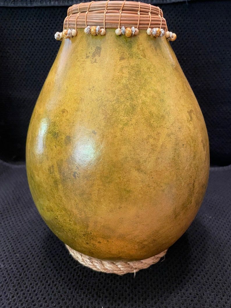 Gourd Vase 117 Gourd Art Large Green Gourd Vase Etsy