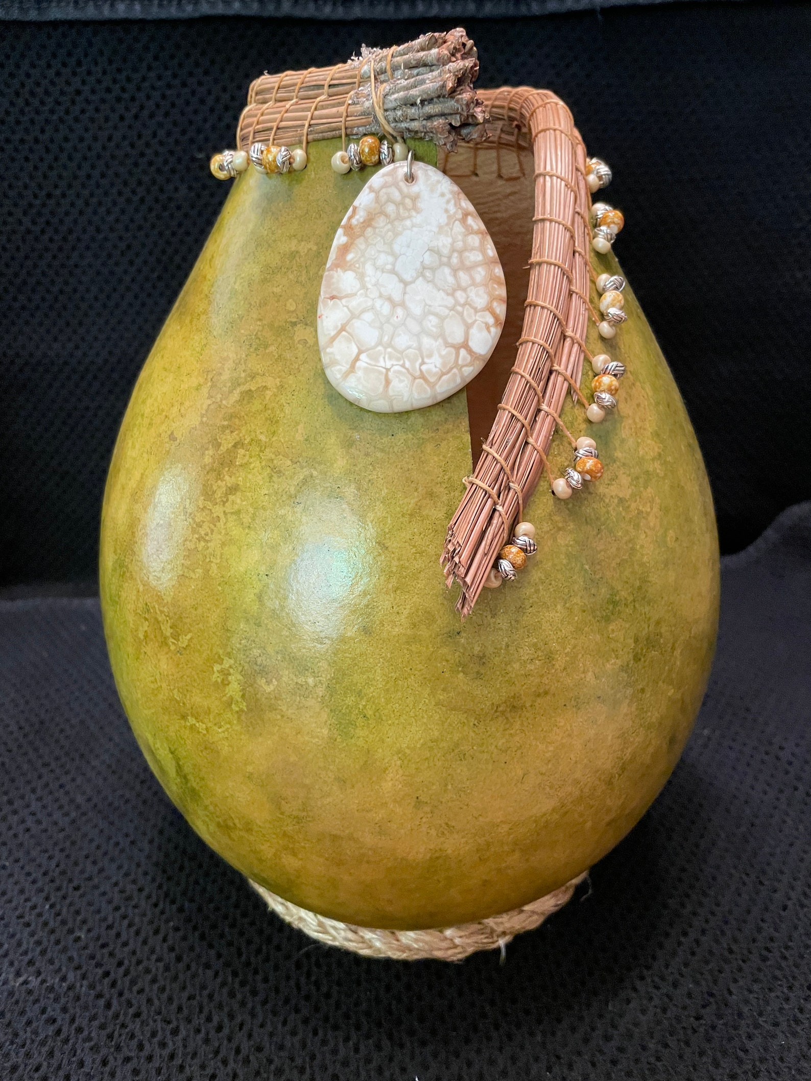 Gourd Vase 117 Gourd Art Large Green Gourd Vase Etsy