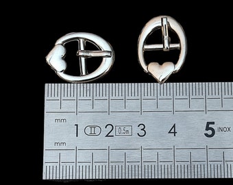 Gespen - 2 stuks - Zilver - hartjes -  20mm - (10mm binnendiameter) - Metaal