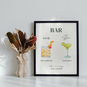 Wedding His and Hers Cocktail Sign (Wedding Bar Sign)