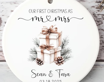 First Christmas as Mr and Mrs Ornament – Personalized Wedding Gift for Couple – Custom Newlywed Christmas Keepsake – Mr & Mrs Ornament