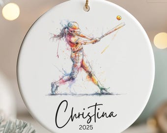 Personalized Softball Ornament • Custom Name Sports Ornament • Gift for Softball Lover • Team Coach Gift