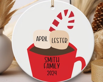 Personalized Hot Cocoa Mug First Christmas Engaged Ornament Our First Christmas Ornament First Christmas Married Ornament Custom Couple Gift