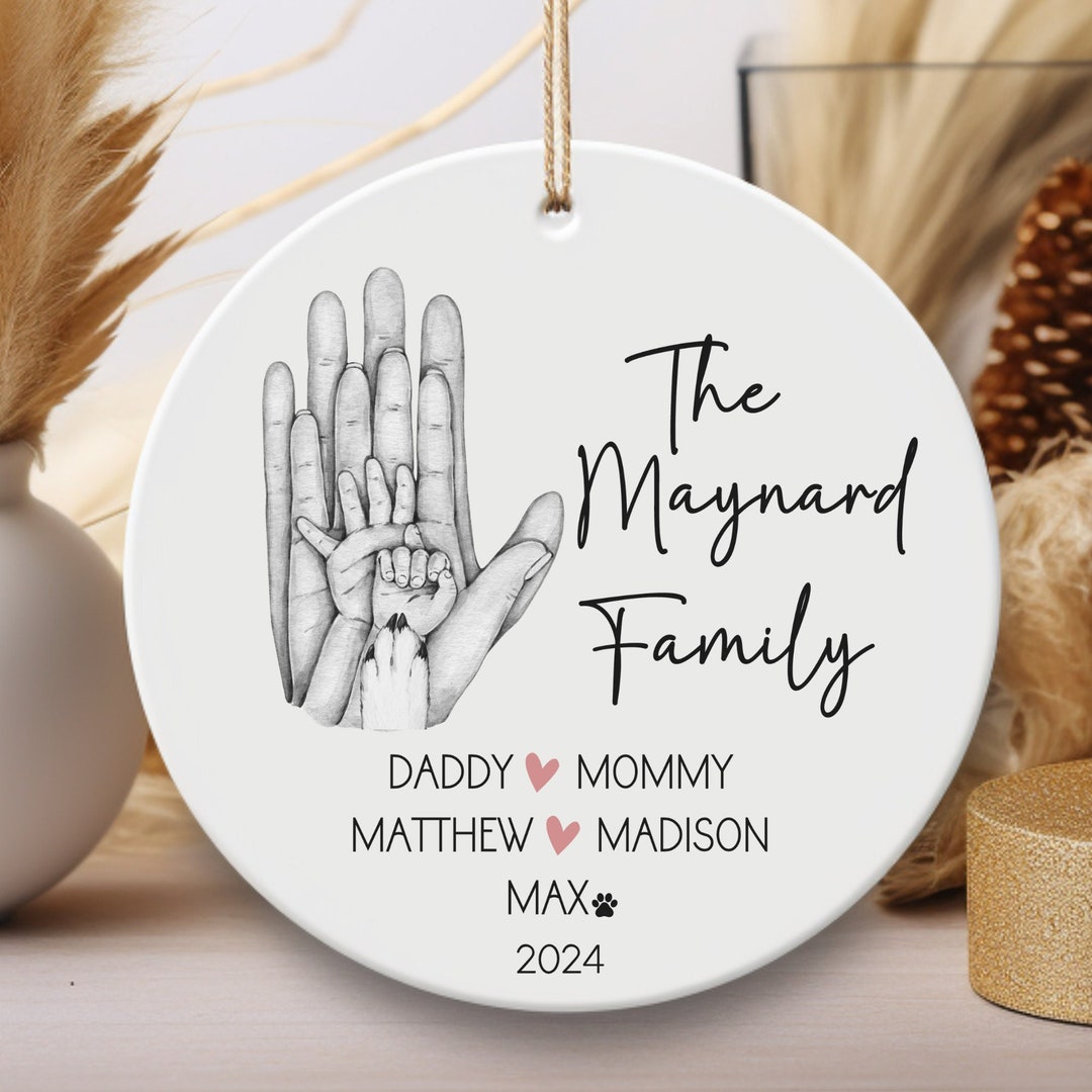 Personalized Family of 4 Ornament With Dog Custom Family and Dog ...