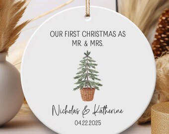 Wedding Christmas Ornament, Personalized Wedding Ornament, Mr and Mrs Christmas Ornament, Wedding Gift, Our First Christmas Ornament