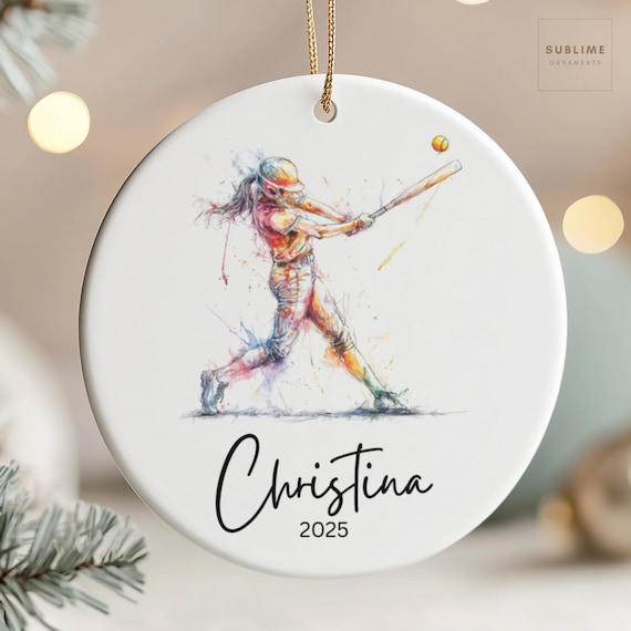 Personalized Softball Ornament • Custom Name Sports Ornament • Gift for Softball Lover • Team Coach Gift