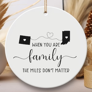 Personalized Distance Holiday Ornament, Long Distance Christmas Gift, Long Distance Family Keepsake, Customized State Ornament