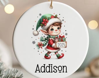 Personalized Name Christmas Ornament | Elf Ornament for Kids