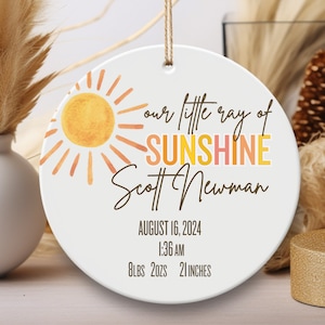 Sunshine Baby Announcement Ornament Sunshine Baby Shower Gift For Couple Little Ray Of Sunshine Baby Ornament For New Baby Gift Basket