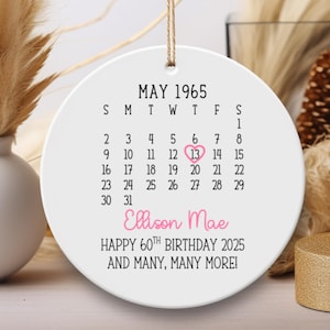 Personalized Birthday Ornament – Custom Calendar Gift w/ Name & ANY Date – 21st, 40th, 50th, 60th Birthday Keepsake – Unique Milestone Gift