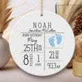 Personalized Birth Announcement Ornament, Custom Newborn Baby Birth Stats Keepsake, Customized Baby Shower Gift, Nursery Decor Present