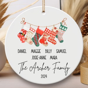 Personalized  Family Stocking Ornament Family Of Six Custom Ornament Family Christmas Keepsake Baby&#39;s First Christmas Ornament Family of 6