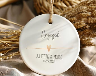 Personalized Engagement Ornament w/ Names & Date – Newly Engaged Gift for Couples – Future Mr and Mrs Christmas Keepsake – Wedding Date Gift