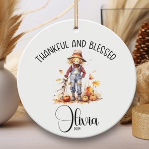 Personalized Thanksgiving Ornament Custom Thankful And Blessed Fall Keepsake Customized Thanksgiving Dinner Placecard Thank You Gift