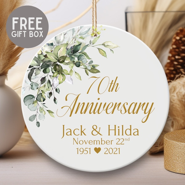 Ornament Personalized Anniversary Gift Customized Wedding Gift for Couple Anniversary Keepsake Ornament Custom Date 70th 50th 25th 10th 5th