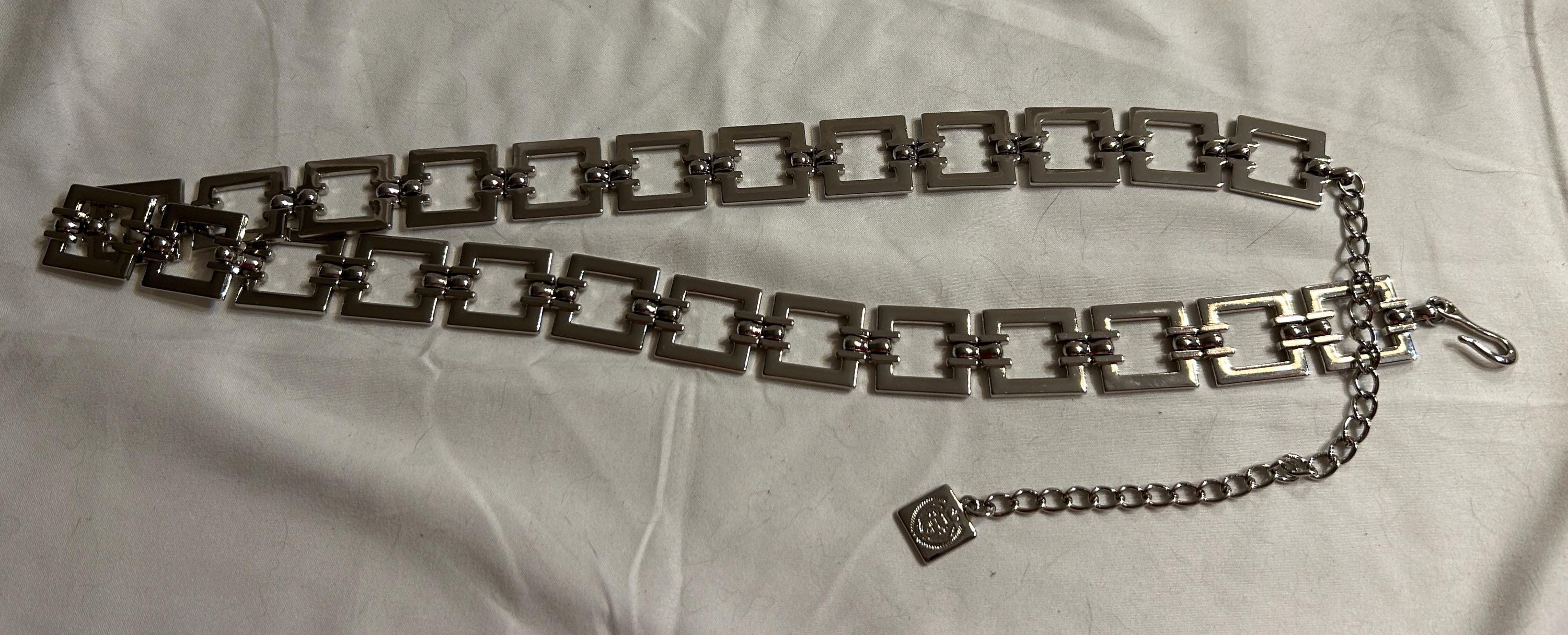 Silver Rectangle Bold Chunky Open Metal Link Chain Belt Women Silver Gold Metal Chunky Chain Thick Links Waistband  main image 2