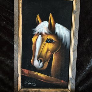 ORIGINAL black velvet painting from 1970s - signed by Perez -made in Mexico