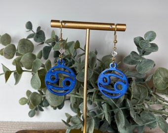 Cancer Zodiac Earrings, Astrology Jewelry, Astrological Sign Earrings, Zodiac Earrings, Zodiac dangle earrings