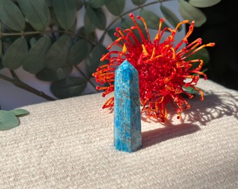 Blue Apatite Point, Crystal Point, Crystal Tower, Throat Chakra, Solar Plexus Chakra, Reiki Healing, Crystal Gifts