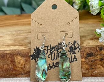 Abalone Shell Tear Drop Earrings, Sterling Silver, Abalone Earrings, Shell Earrings, Beach Earrings, Ocean Earrings, Teardrop Earrings