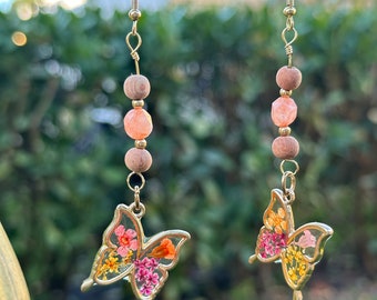 Resin Butterfly Essential Oil Diffuser Dangle Earrings | Resin Earrings | Butterfly Drop Earrings | Diffuser Jewelry | Essential Oil Jewelry