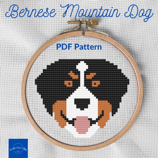 Bernese Mountain Dog Cross Stitch PDF Pattern DIY Simple Modern Embroidery