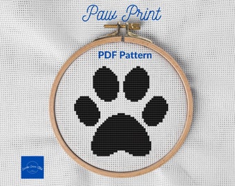 Paw Print Cross Stitch PDF Pattern Small Beginner Project