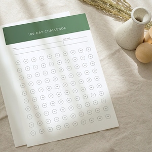 100 Day Challenge Habit Tracker Green