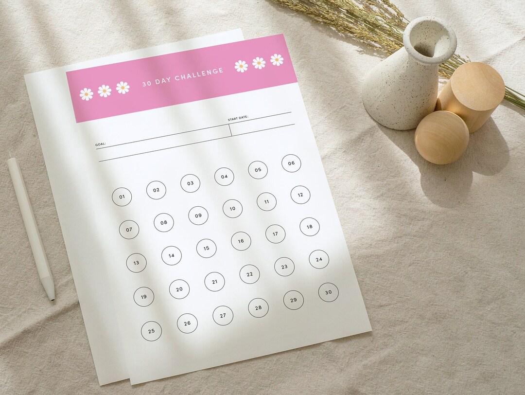 30 Day Challenge Tracker Printable - Etsy