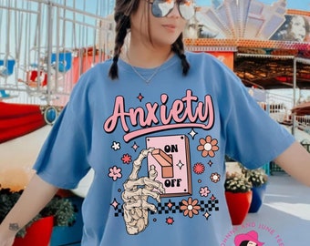 Angst auf Komfortfarben Shirt, Sie sind nicht Ihre Angst, psychische Gesundheit Komfortfarben Shirt, Skeleton Angst Shirt, Angst Shirt