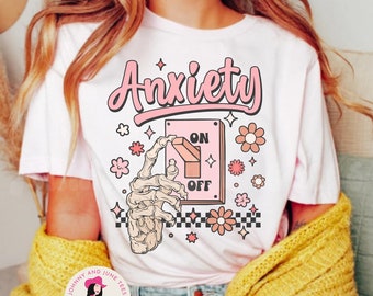 不安のオンオフスイッチTシャツ、不安のスケルトンTシャツ、メンタルヘルス、不安Tシャツ、心理学を学ぶ学生へのギフト、過剰刺激Tシャツ、