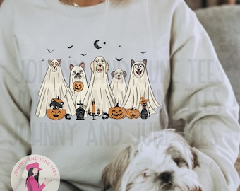 Sweat-shirt d'Halloween avec chiens fantômes