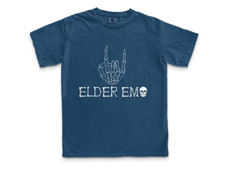 Elder Emo Comfort Colors Tee - Elder Millennial Retro Band Shirt True Navy