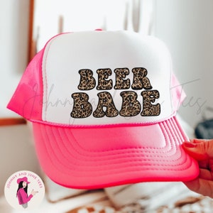 Beer Babe Leopard Retro Trucker Cap, Beber Trucker Hat, Beer Hat