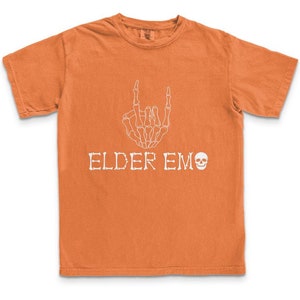 Elder Emo Comfort Colors Tee - Elder Millennial Retro Band Shirt Burnt Orange