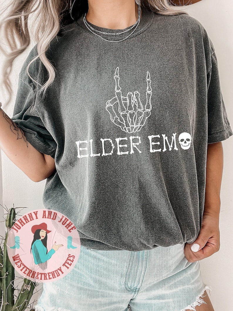 Elder Emo Comfort Colors Tee - Elder Millennial Retro Band Shirt Pepper