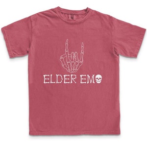 Elder Emo Comfort Colors Tee - Elder Millennial Retro Band Shirt Crimson