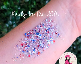4th of July Glitter Hair Gel, Body Glitter Gel, Festival Glitter, Confetti Hair Glitter, Summer Hair, July 4 Party in the USA Parade Glitter