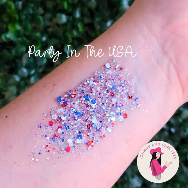 4th of July Glitter Hair Gel, Body Glitter Gel, Festival Glitter, Confetti Hair Glitter, Summer Hair, July 4 Party in the USA Parade Glitter